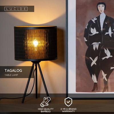 Lucide TAGALOG - Table lamp - Ø 26 cm - 1xE27 - Black